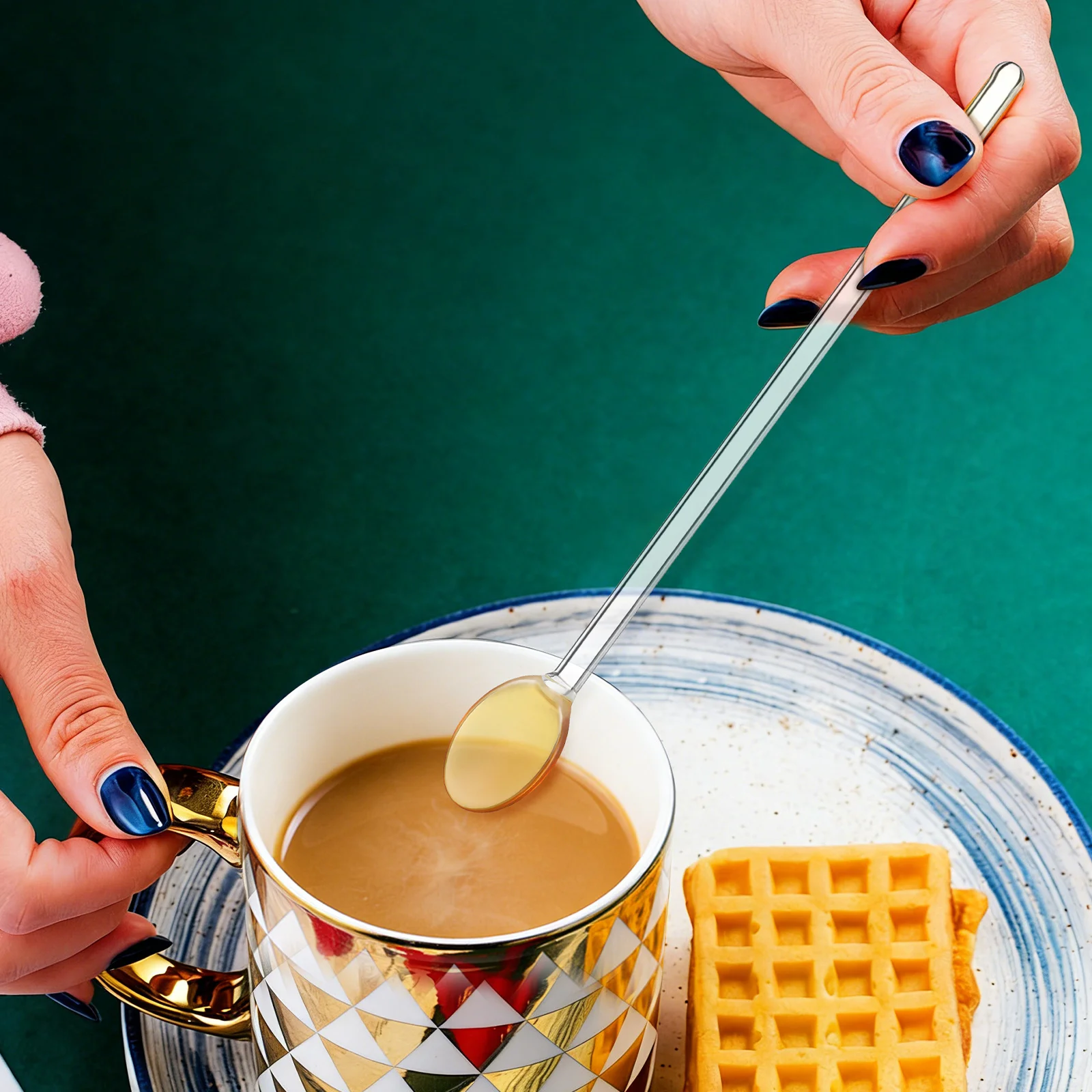 

6Pcs Long Handle Glass Spoon Transparent Smooth Surface Easy Clean Multi Use As Coffee Tea Salt Spoon for Cafe Shop Glass Scoop