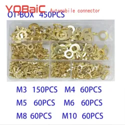 M3 M4 M5 M6 Brass Fork Spade U-Type Non-Insulated Wire Connector Electrical Crimp Ground Terminator Connector 0.5-2.5mm