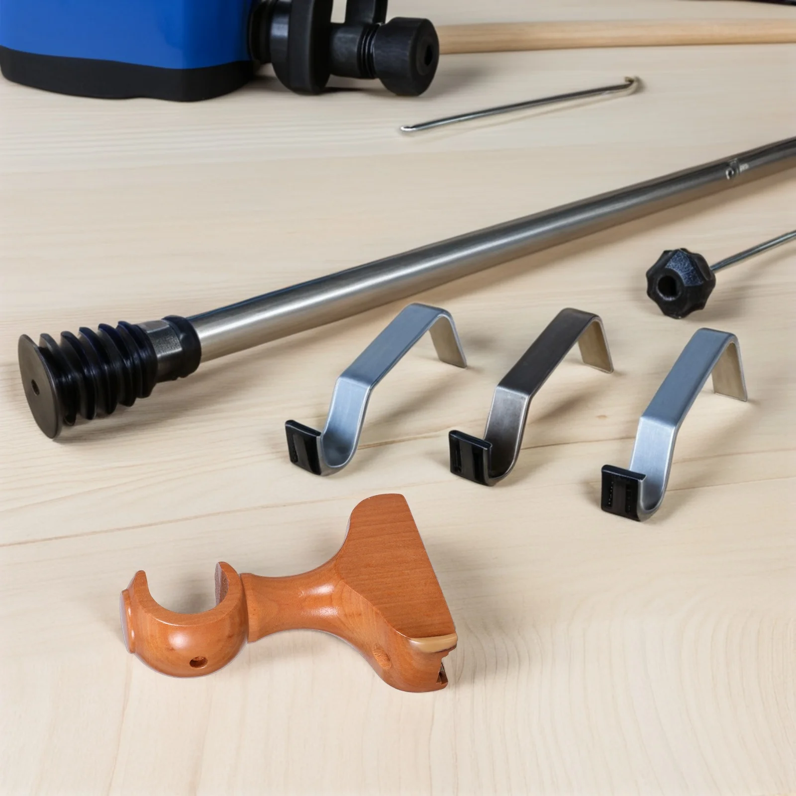 

2pcs Wooden Curtain Rod Brackets Wall Mounted Heavy Duty Support For Drapes Poles Mounting Roman Rod Accessories Bathroom