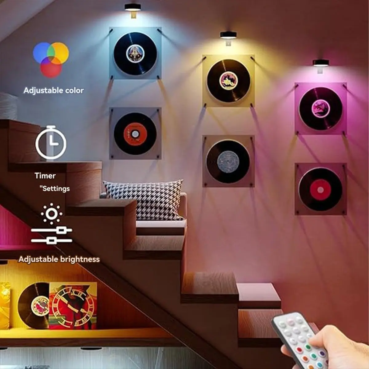(A26M) Picture Lights LED Art Display Light Battery Operated Dimmable Painting Spotlight 13 Lighting Modes for Paintings Black
