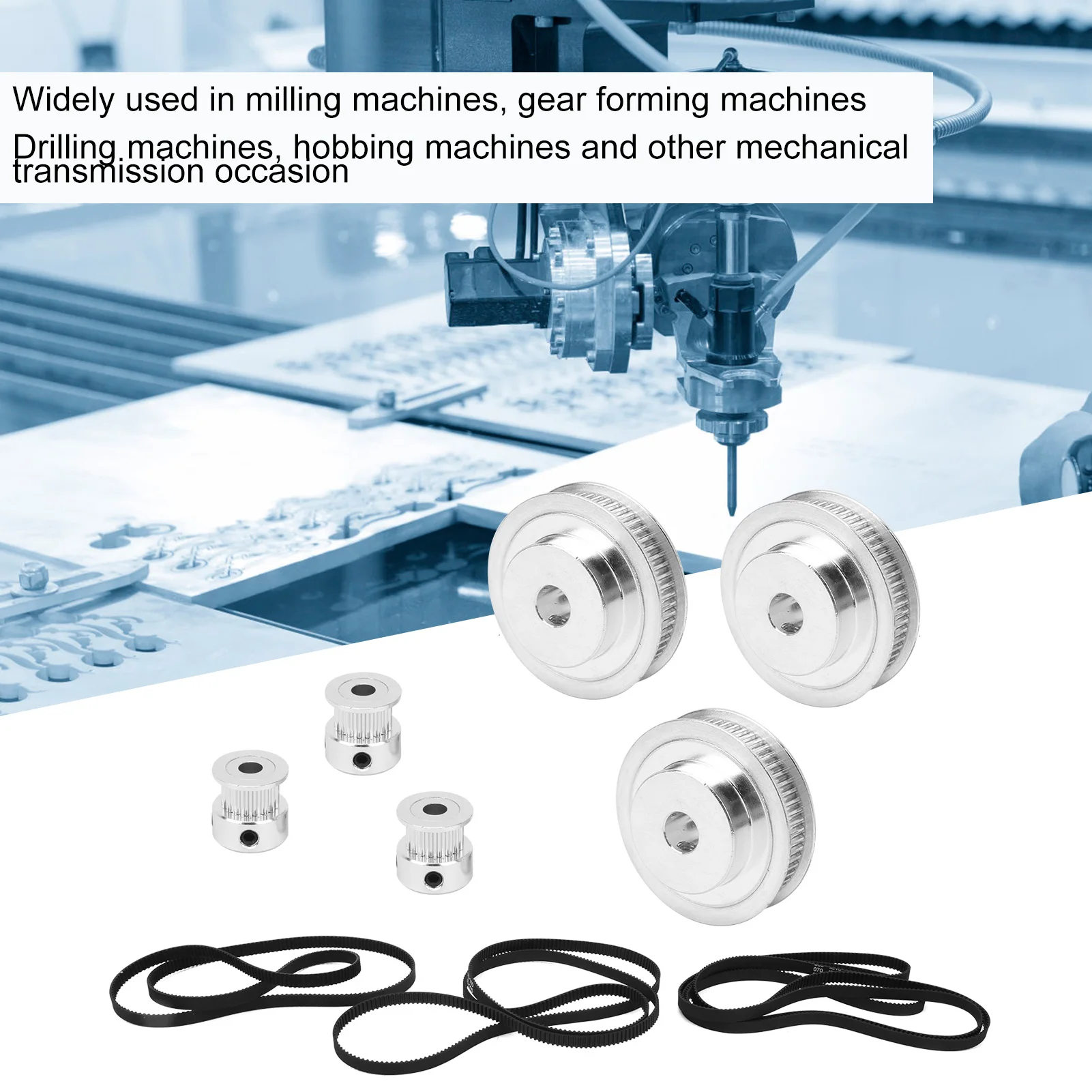 3 juegos de polea de correa de distribución, diámetro de 20 dientes + 60 dientes + 2GT-610/852/1220/mm, polea de correa de distribución con polea de distribución de correa