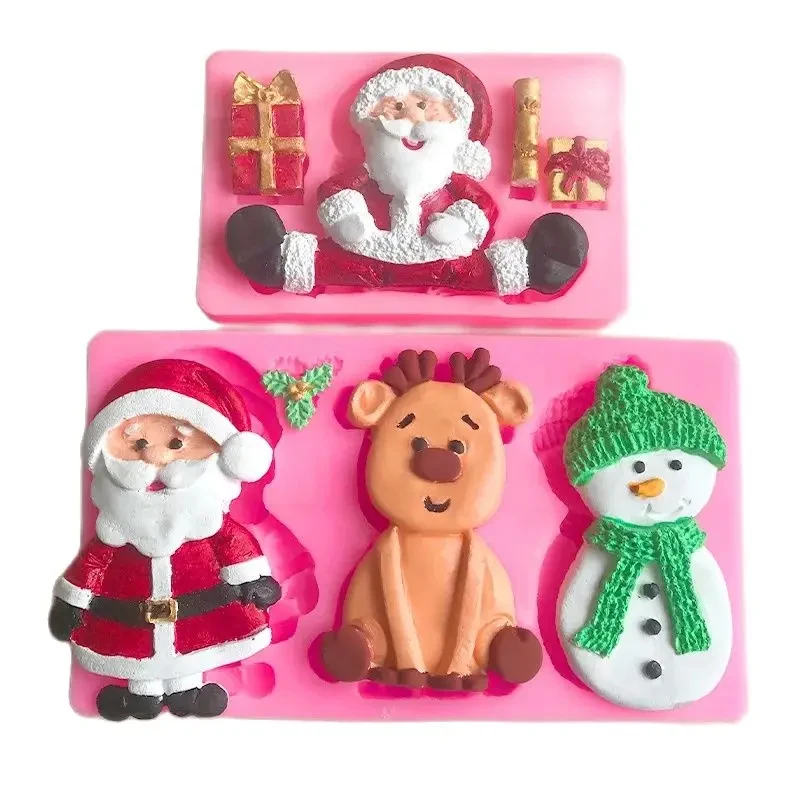 Christmas Snowman Santa Elk Cooking Tools Chocolate Silicone Mold For Baking Fondant Sugar Of Cake Decorating Mug Kitchen Ware