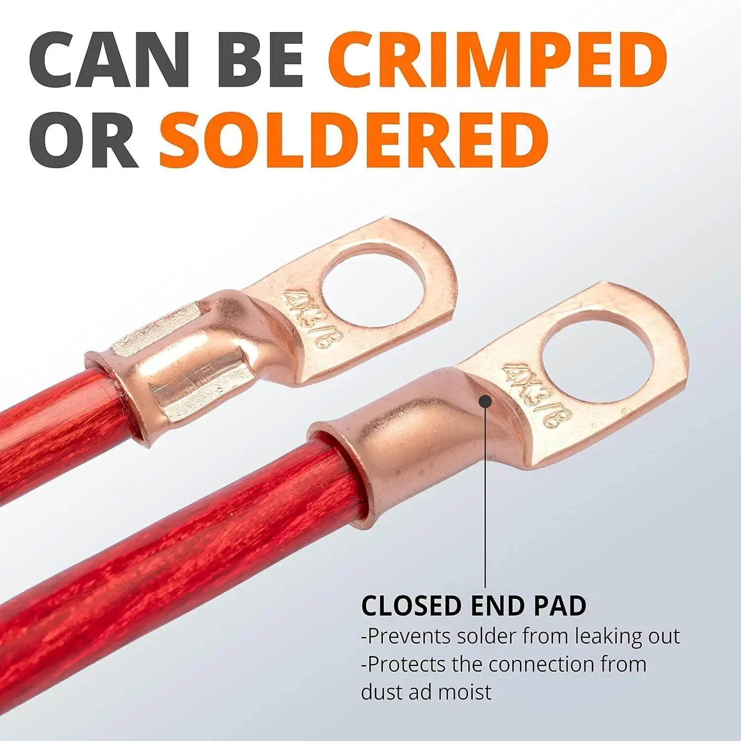 20 قطعة من موصلات طرفية نحاسية، AWG 2 4 6 8 1/0 2/0 حلقة العروة مع أنابيب الانكماش 10 عروات كابل البطارية، مع 10 أنابيب الانكماش #4
