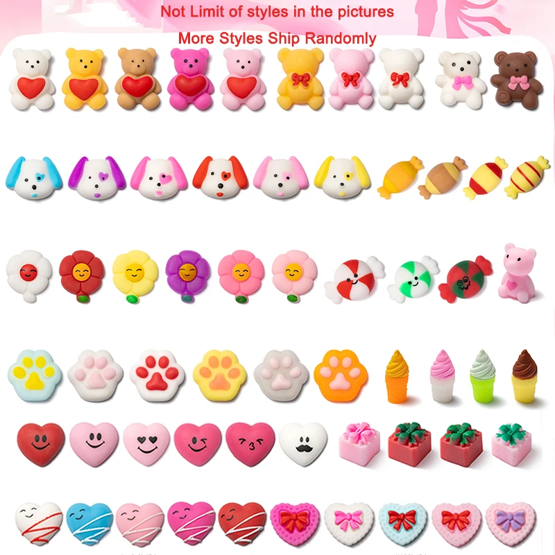 バレンタインデー用もちもちスクイーズハート、愛の花柄スクイーズ、タバス猫の足ドーナツスクイーズ、ストレス解消おもちゃ、恋人、友情、彼女へのギフト