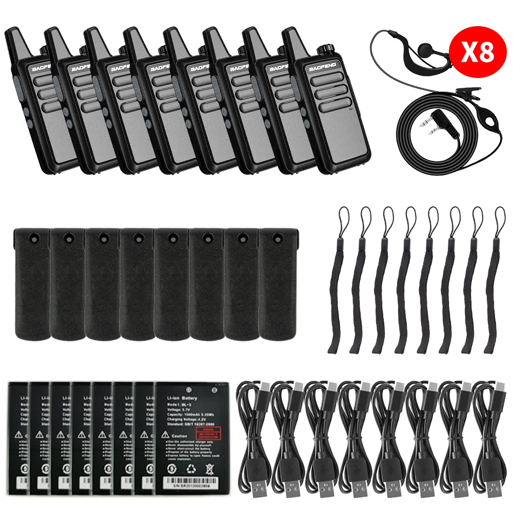8stuks Baofeng Mini Walkie Talkie Usb Opladen Uhf 446.0-446.2Mhz Protable Radio Voor BF-R5 Handheld Tweeweg Radio Voor Hotel