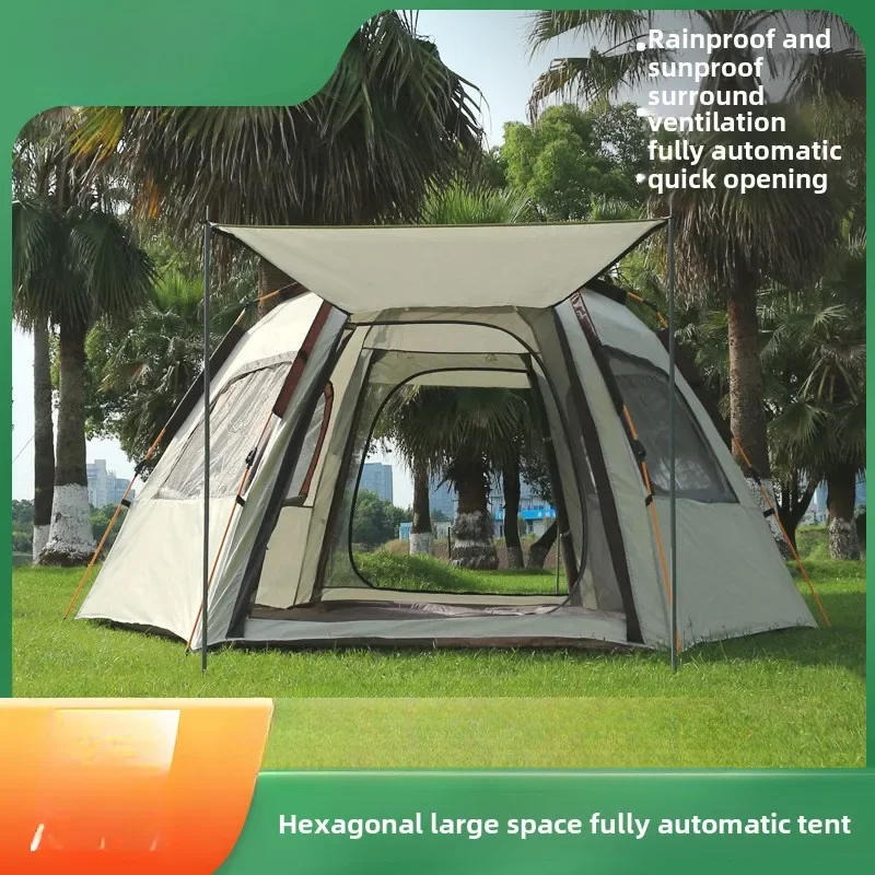 YOUSKY Portable Foldable Automatic Quick Setup Hexagonal Tent for Outdoor Camping Beach Waterproof UV Protection