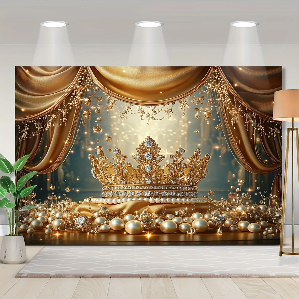 1 luxury royal crown party background - gold and crystal design, sparkling scattered lights, suitable for holiday decoration - view 6
