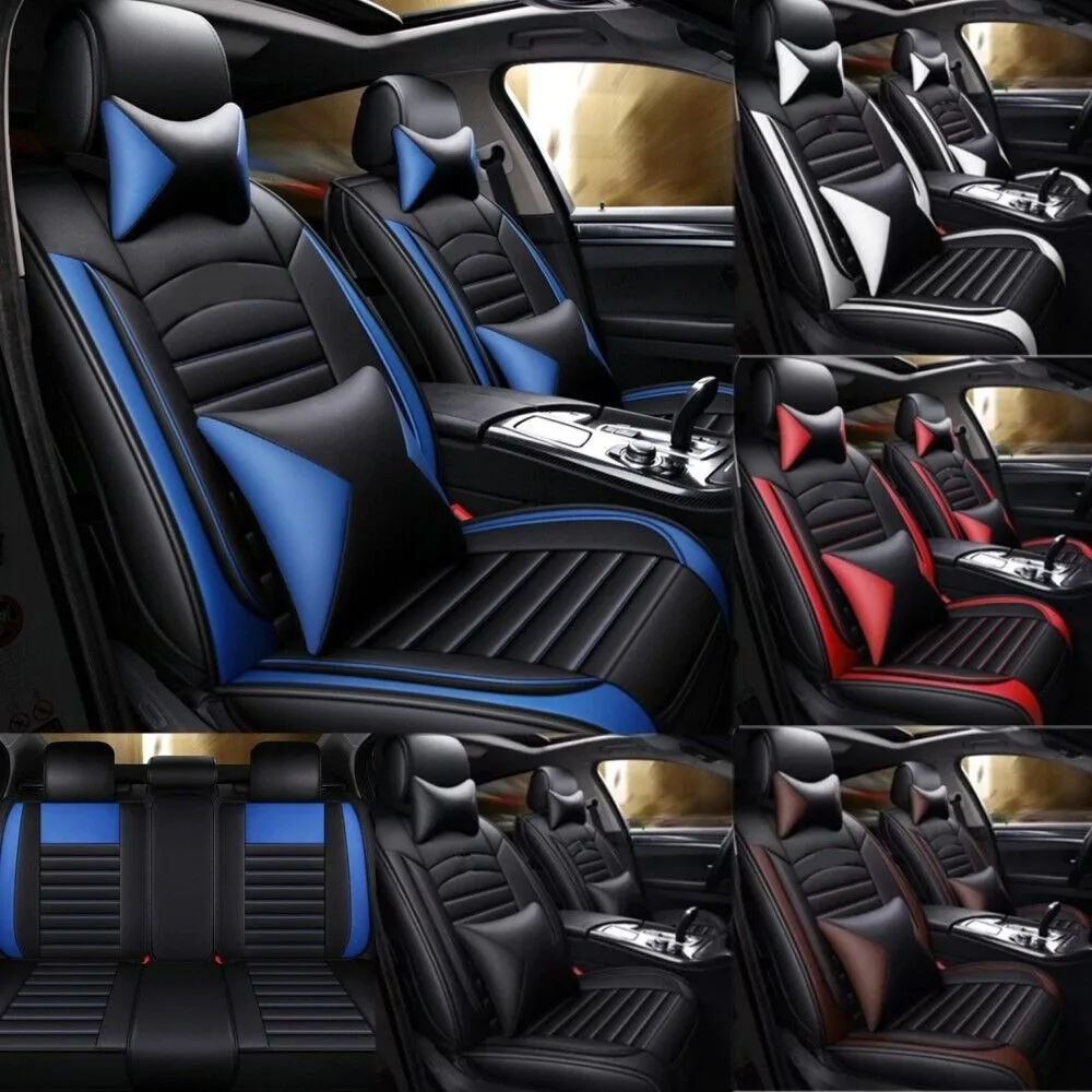 

Universal Luxury Leather Car Seat Covers 5-Seats Front & Rear Full Set Protector United States