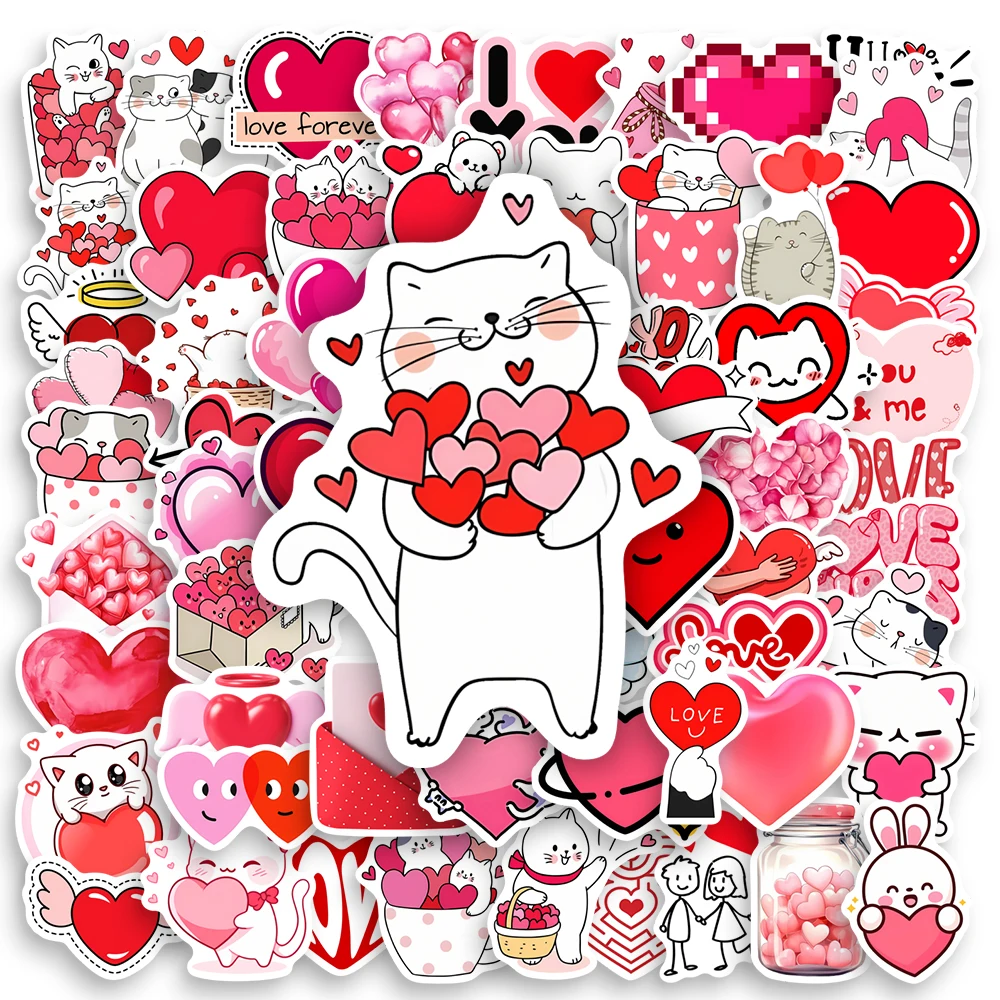 Valentijnsdag Rood Hart Stickers Liefde DIY Cadeau Speelgoed Decoratieve Sticker voor Dagboek Junk Journals Laptop Bagage Flessen Waterdicht