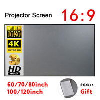 Portable Projector Screen Simple Curtain Anti-Light 60/70/80/100/120 Inches Projection Screens for Home Outdoor Office Projector