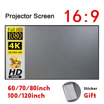 Portable Projector Screen Simple Curtain Anti-Light 60/70/80/100/120 Inches Projection Scr