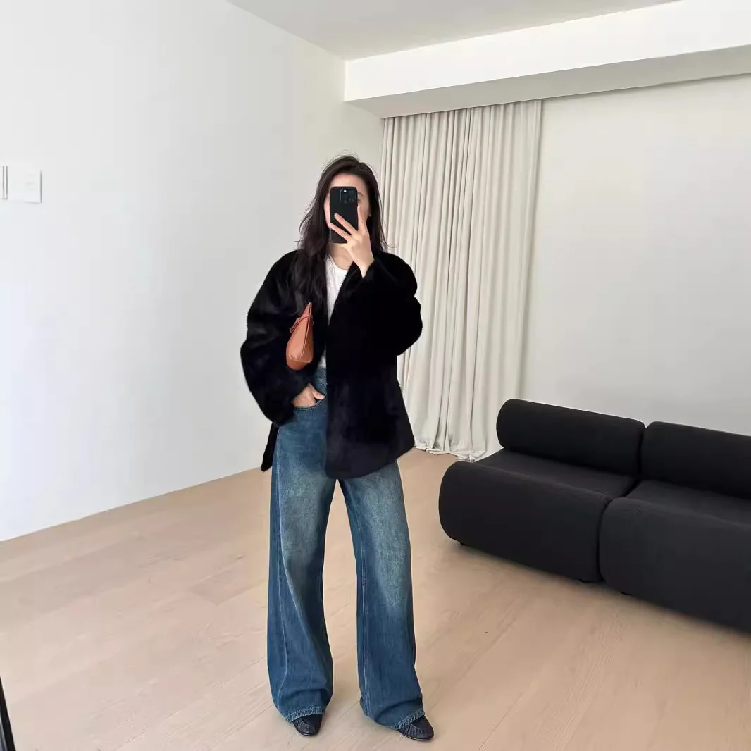 Faux Fur Coats Women Elegant Splice Jackets Short Coat Thick Warm Y2k Streetwear Work Outerwear 2025 Autumn Winter Overcoat