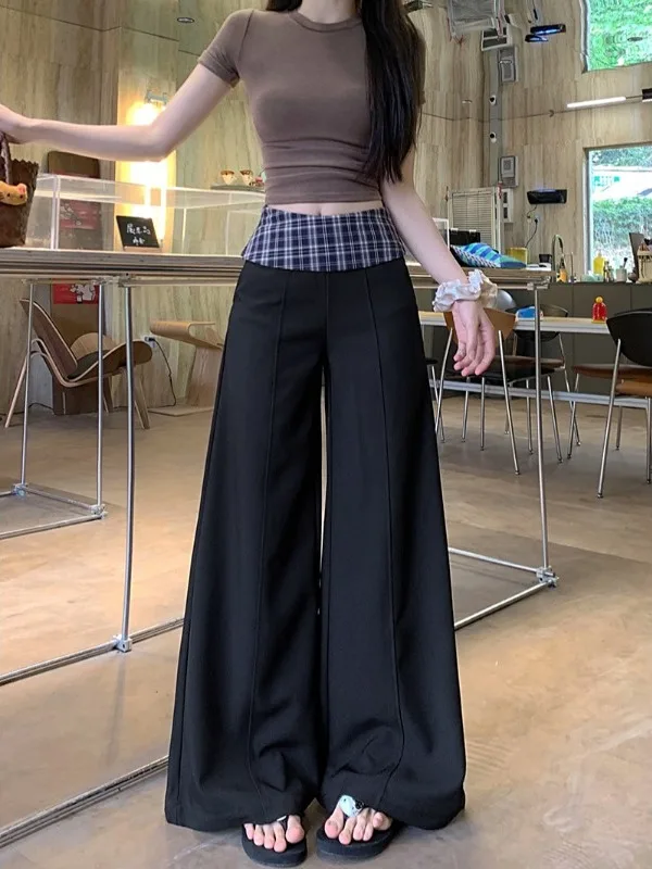 

ay Wide Leg Pants Women's Casual Suit Pants Loose High Waist Dra Floor-Length Trousers Spring 2026 Korean Sle