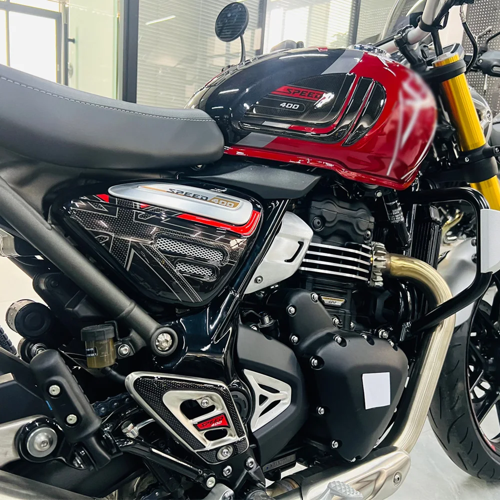 

2024 2025 For Triumph speed 400 Protector Tank Pad Side Grips Gas Fuel Oil Kit Knee Fairing Fender Wheels 3D Stickers Decals