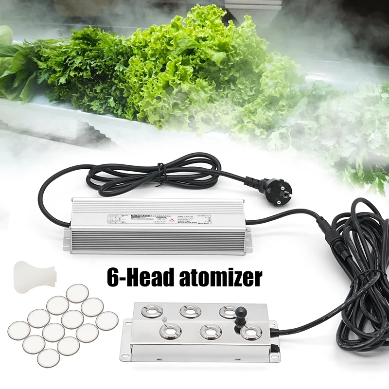 

6 head Atomizer Ultrasonic Mist Generator Fogger Stainless Steel Air Humidifier Atomizing Plate Fog Maker Sprayer Nebulizer