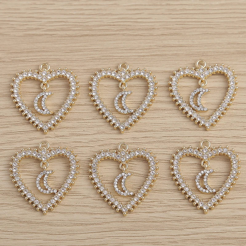 4 Stück zarte Kristall-Metall-Anhänger mit Liebesherz und Augenmotiv für die Schmuckherstellung, Halsketten, Ohrringe, Armbänder, DIY-Bastelzubehör – Detail 16