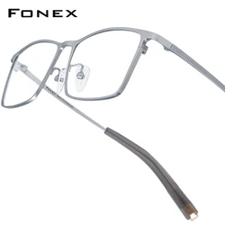 FONEX Titanium Glasses Frame Men New Brand Design Square Eyeglasses High-end Quality Ultralight Japanese Business Eyewear 85874