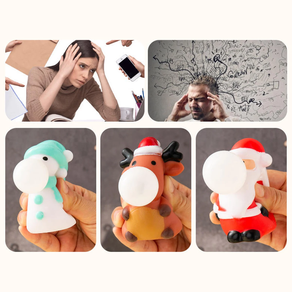 Jouet d'extrusion de noël mignon, boules Anti-Stress, père noël, bonhomme de neige, élan, décompression, jouets sensoriels à presser, cadeaux de noël pour enfants