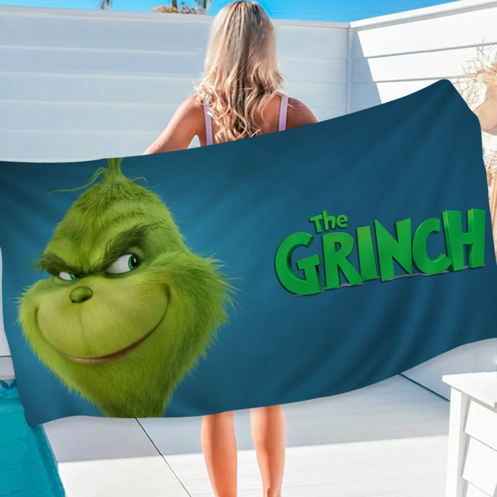 Funny-G-grinchs Anime Beach Swimming Towel Soft Absorbent Washcloth Children's Gifts for Kids Travel Camping Gym