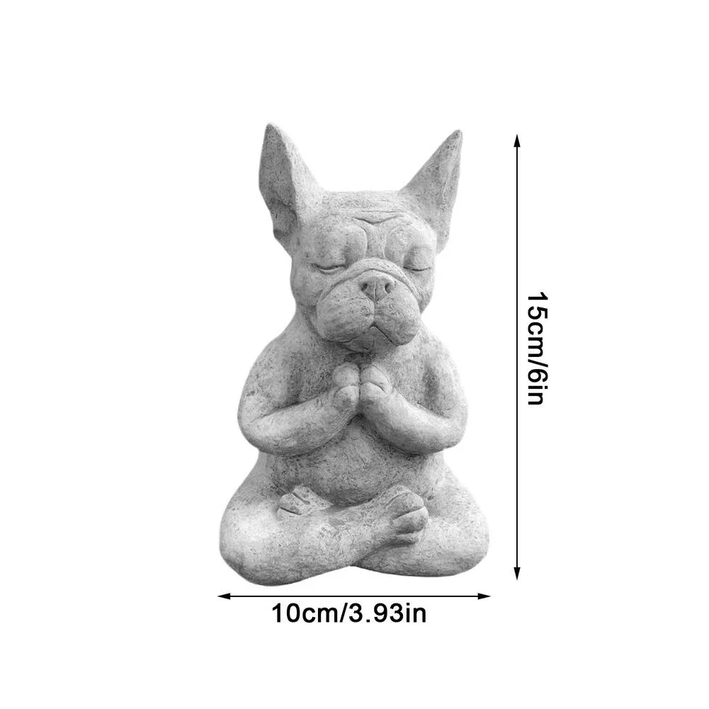 Estatua Bulldog Francés resina yoga meditación zen decoración jardín - imagen 3