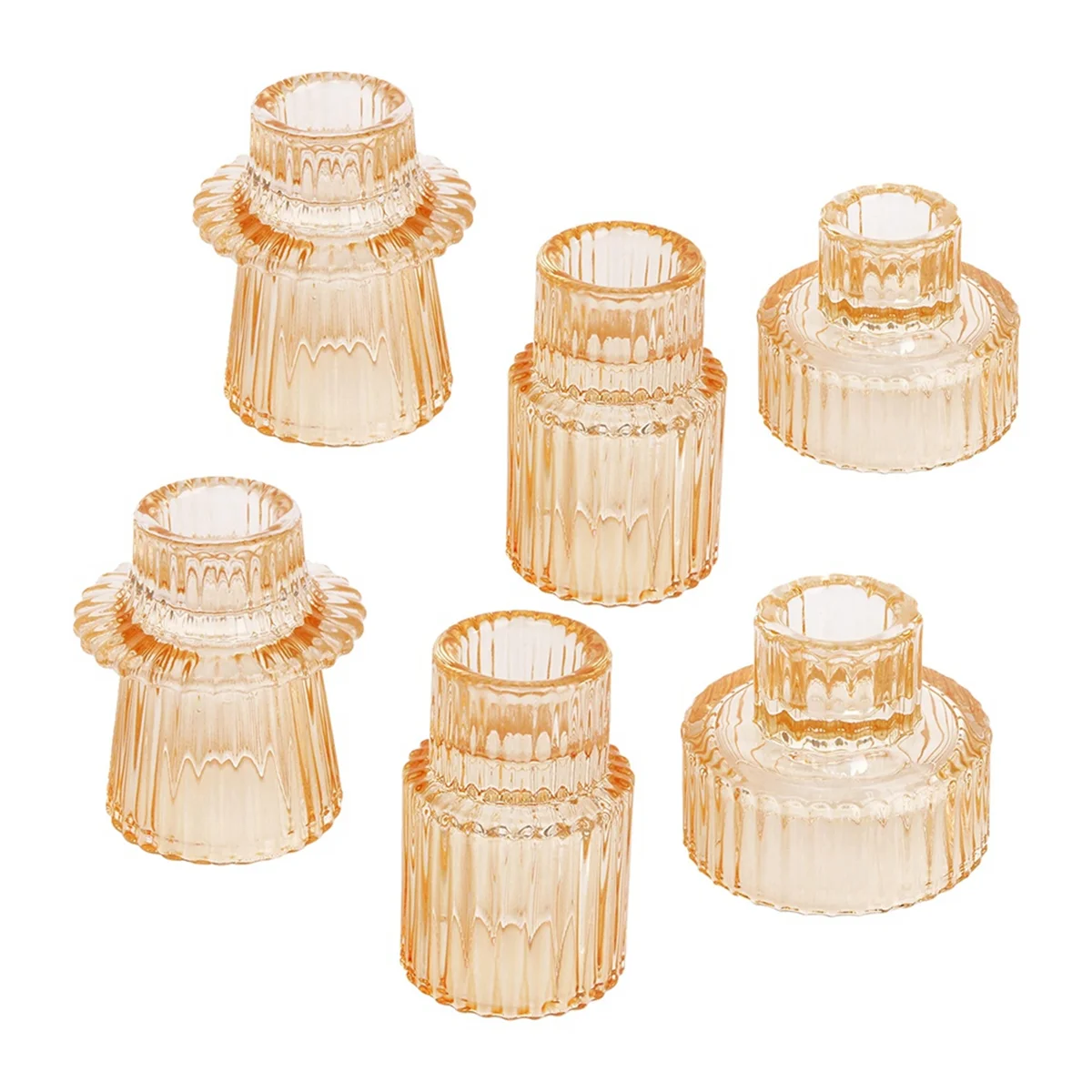 Candlestick Holders Set of 6, Candle Holders for Taper Candlesticks Light Amber