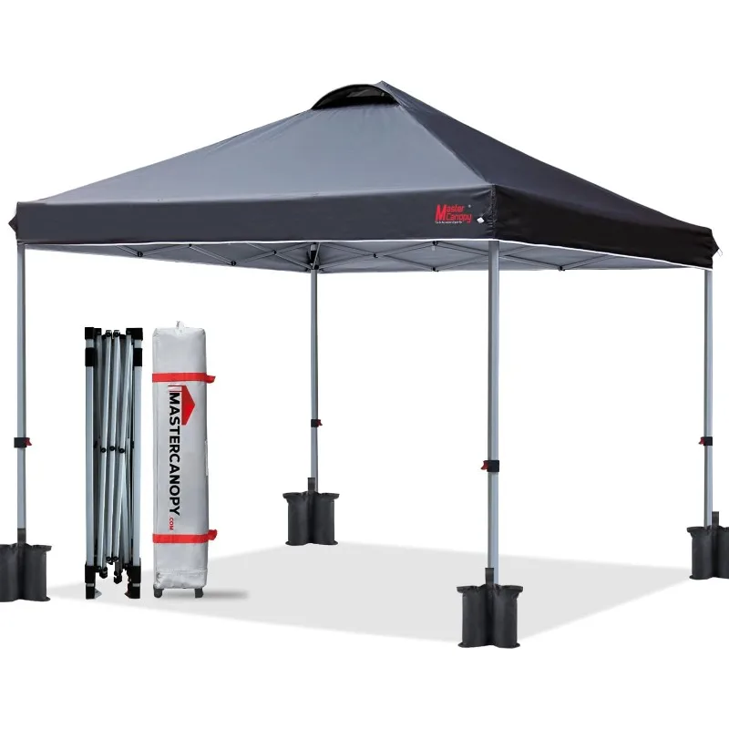 Durable  Canopy Tent with Roller Bag (10x10, Black) caseta jardin exterior cobertizos