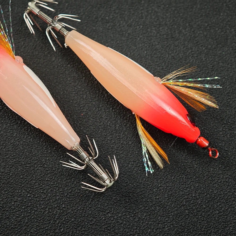 10pcs/set Horizontal Squid Jig Egi Set  Luminous UV Glow Shrimp Fishing Lure Cuttlefish Octopus Saltwater Artificial Bait Hook view 6