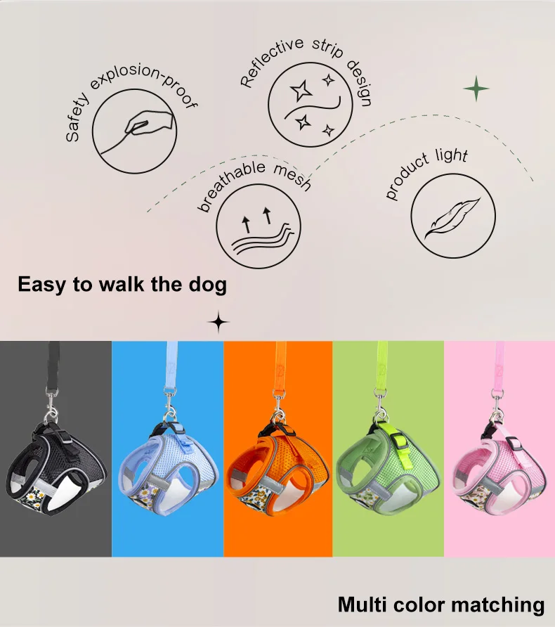 Nylon Mesh Cat Harness And Leash Breathable Kitten Cats Harnesses Small Dog Puppy Harness For French Bulldog Chihuahua Pug