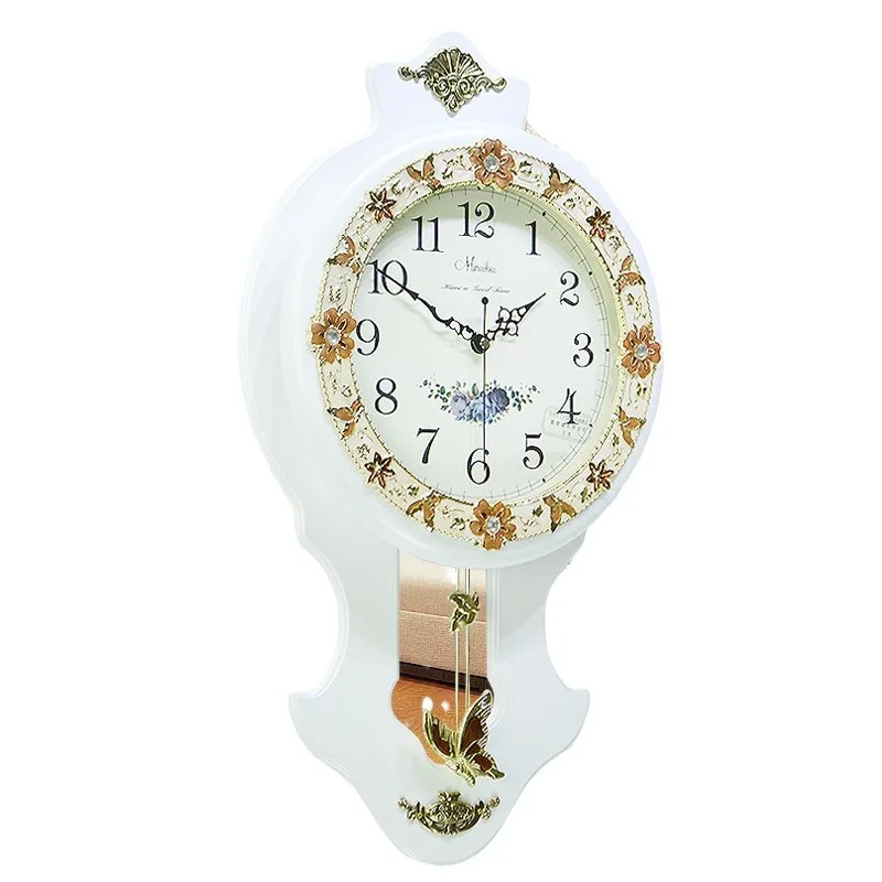

Korean version of European silent solid wood antique modern simple living room bedroom large quartz pendulum electronic clock