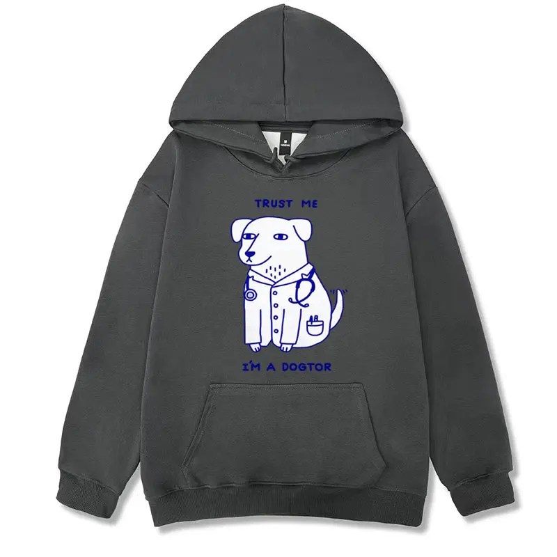 Trust Me I Am A Dogtor Meme Hoodies Funny Dog Doctor Cool Hoodie Streetwear Men Women\'s Retro Casual Fleece Humor Sweatshirt Y2k
