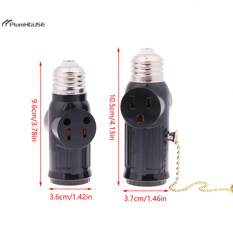1pc White Black US Power Plug To E26 To US Bulb Adapter Lamp Holder Base Socket Light Pull Chain Switch America Conversion