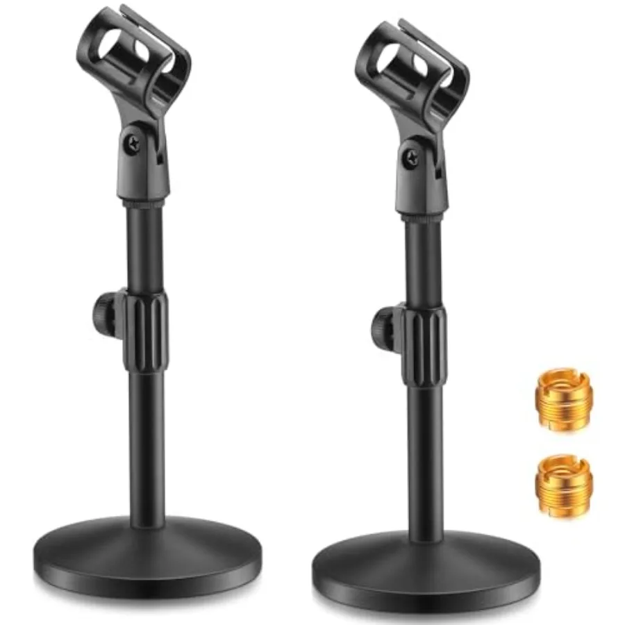 

Hoteam 2 Pcs Desktop Microphone Stand Adjustable Table Mic Stand Mic Clip Mic Stand Desk with 5 8 Male to 3 8 Female Screw Meta