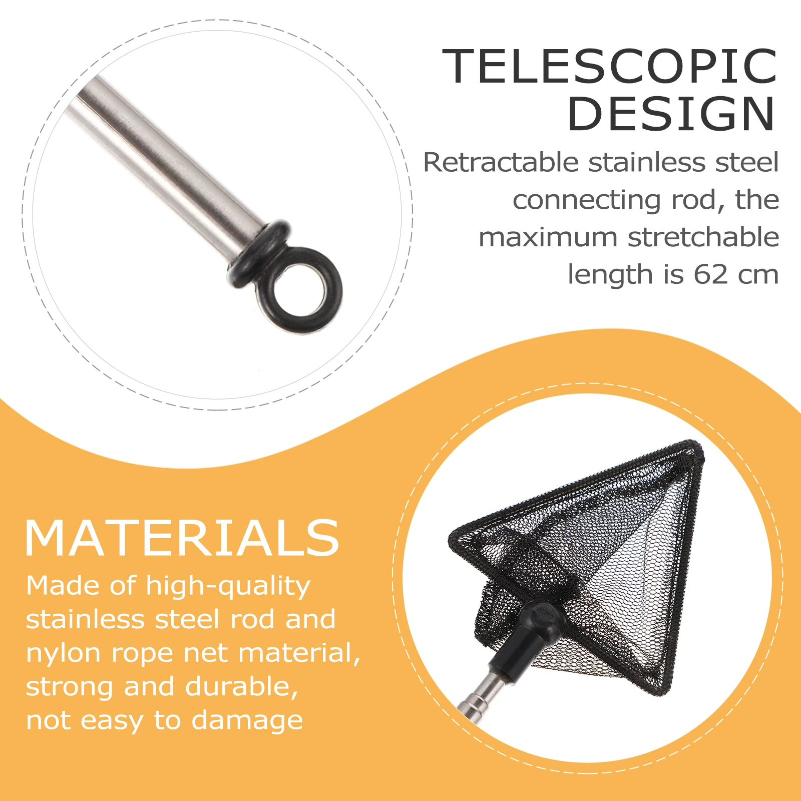 

2 PCS/Set Telescopic Fishing Net with Lifting Rings Goldfish Fold Easy to Use Alloy Foldable