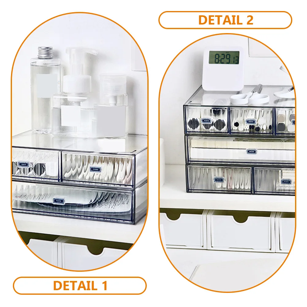 

3pcs Desk Organizer Transparent Storage Box Plastic Drawer Desktop Stationery Cosmetics Office Supplies Organizer
