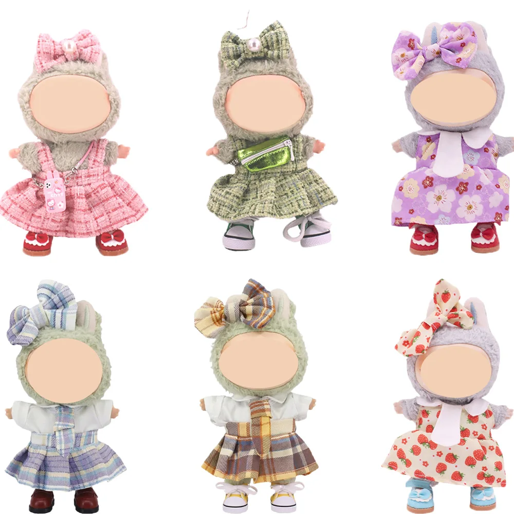 مناسبة لملابس دمى 17 سم، فستان صغير بنمط عطري، فستان دبوس شعر على شكل فراشة، مجموعة فساتين زهرية، لابوبو، هدية للأطفال #1