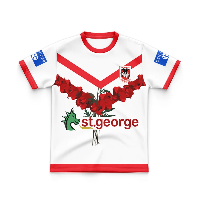 2024 St. George Irawalalon team polo shirt home and away training rugby jersey shorts children's short sleeved printed name