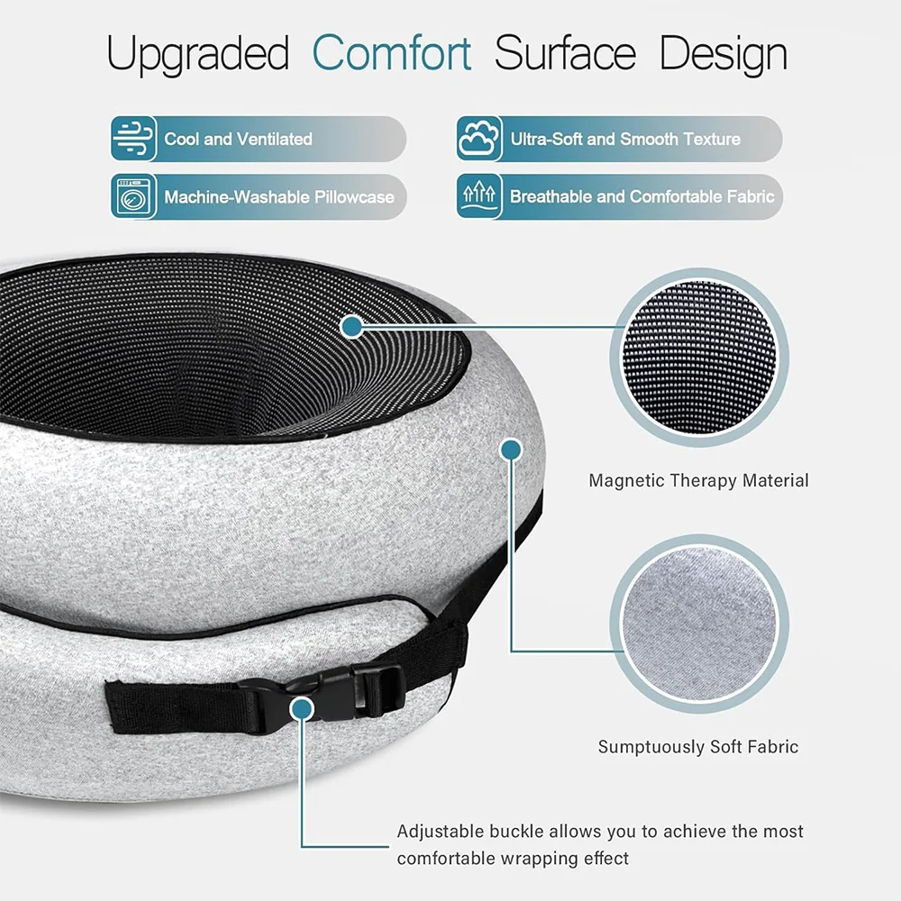 Oreiller de Voyage en Mousse Memoire U-Shape "Escargot" - Soutien Cervical Ergonomique، محمول، Réglable et Doux pour Sieste o