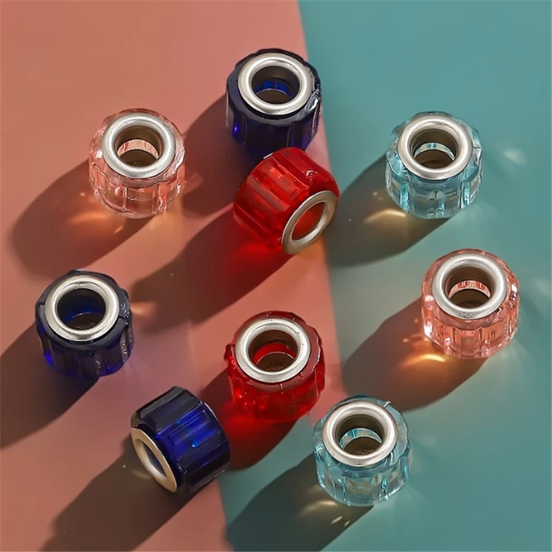 50Pcs/Lot Stainless Steel Resin Big Hole Beads Charm Rhombus Loose Beads for DIY Bracelet Necklace Jewelry Findings Accessories