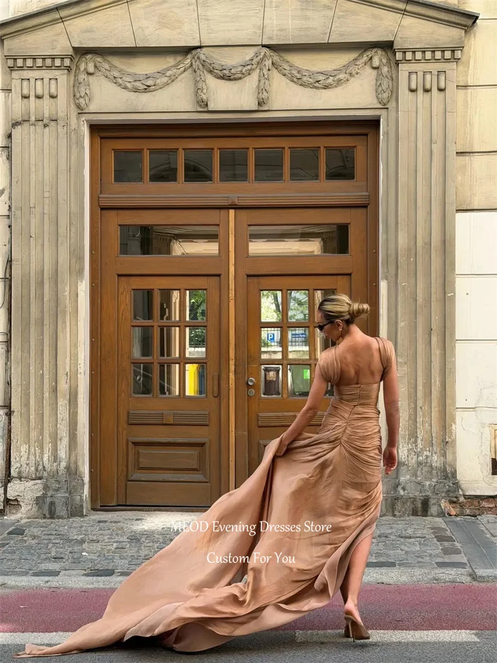 MEOD Strapless High Low Short Cocktail Dress Sexy Sleeveless Chiffon Graduation Gown Backless Mini Vestido De Festa Customized