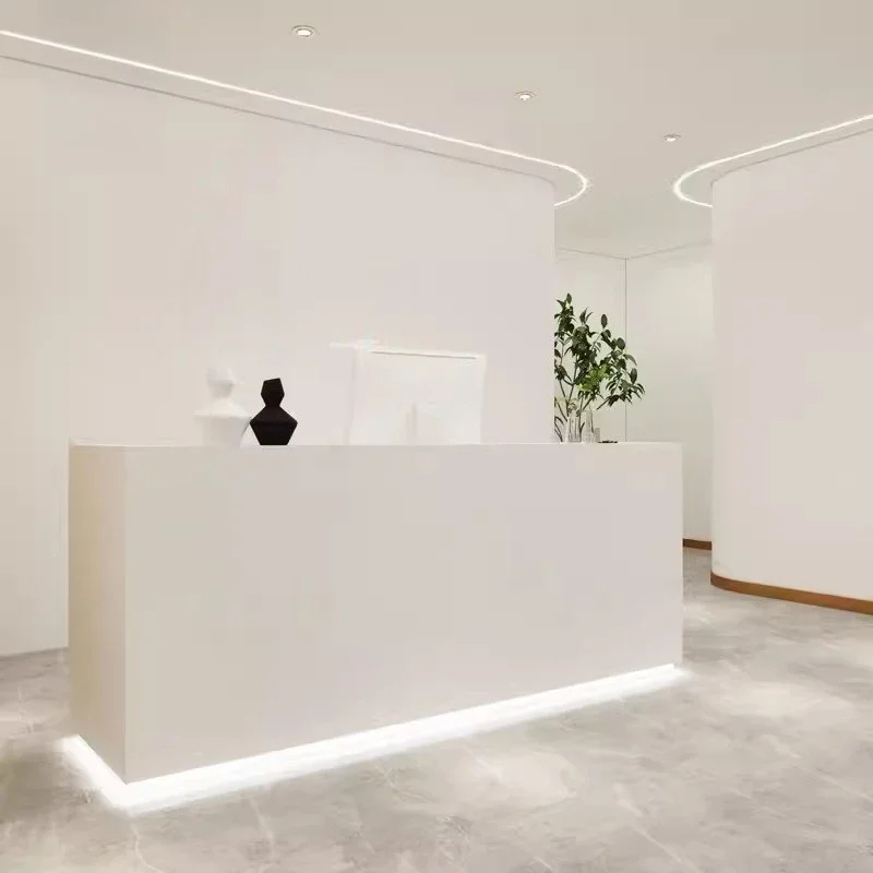 Internet celebrity white clothing store cash register matte with light company reception front desk minimalist beauty salon corn