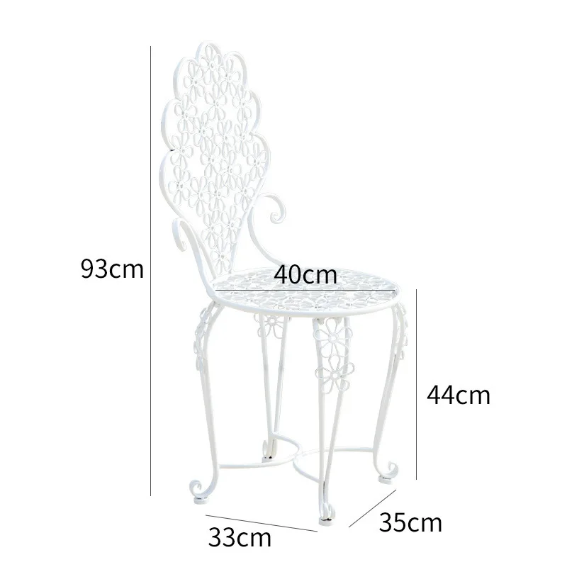 Ferro ao ar livre Balcão Mesa e Cadeira Set, Luxo Branco Móveis, Lounge Table, Cadeiras, Jardim ao ar livre, Pátio, Terraço, 3 Pcs