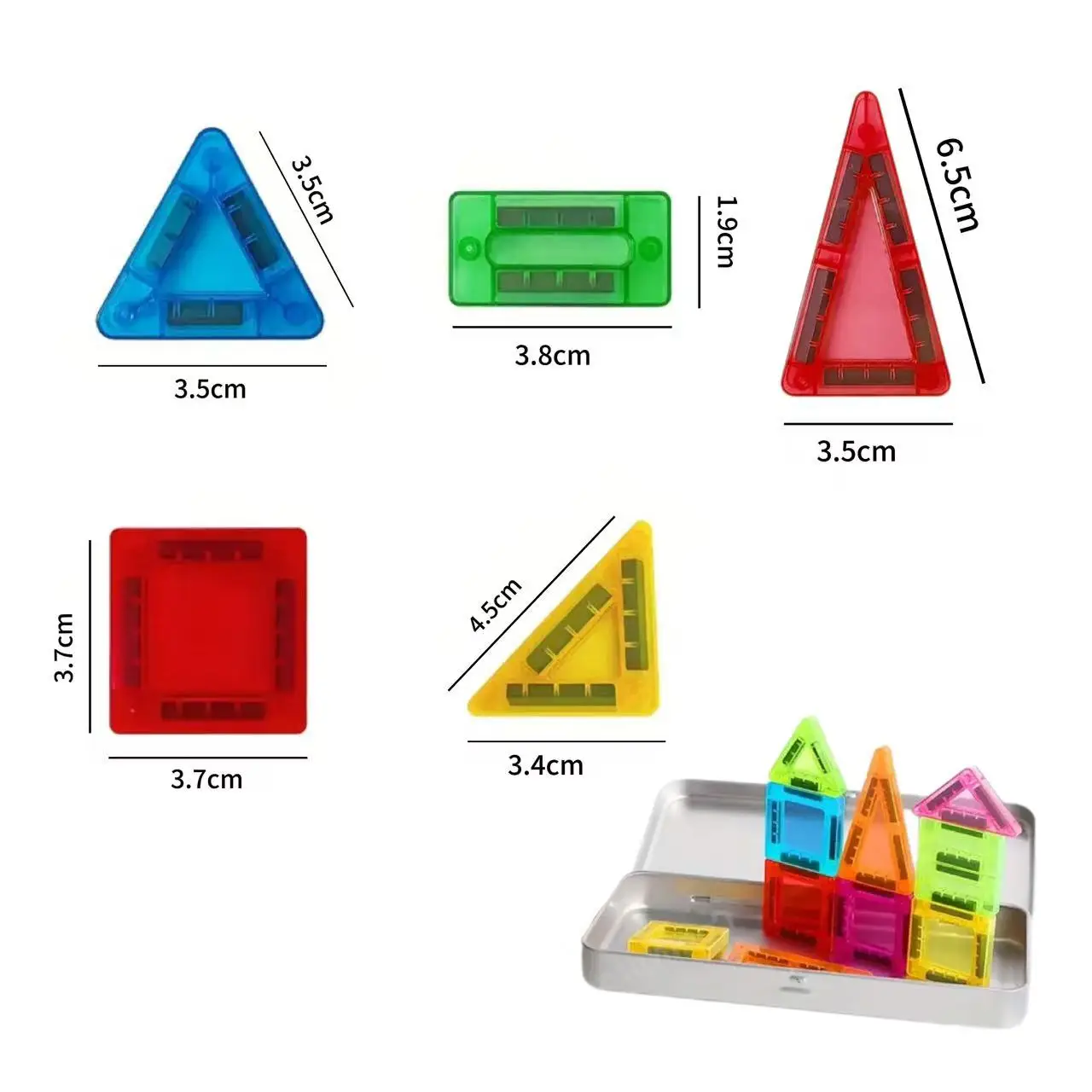 Magnetische bouwsteenreisset, gemakkelijk mee te nemen met ijzeren opbergdoos, creatieve bouwset, educatief speelgoed met stengel voor kinderen