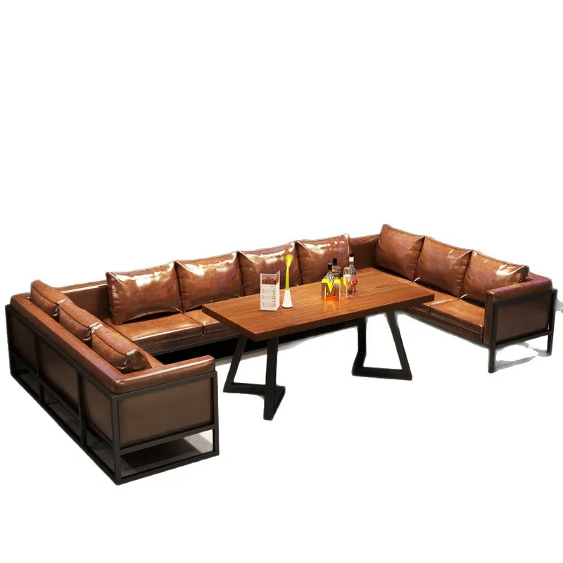 

Industrial style pub cafe bar sofa tables and chairs, barbecue shop hot pot western restaurant dining bar clear bar booth sofa