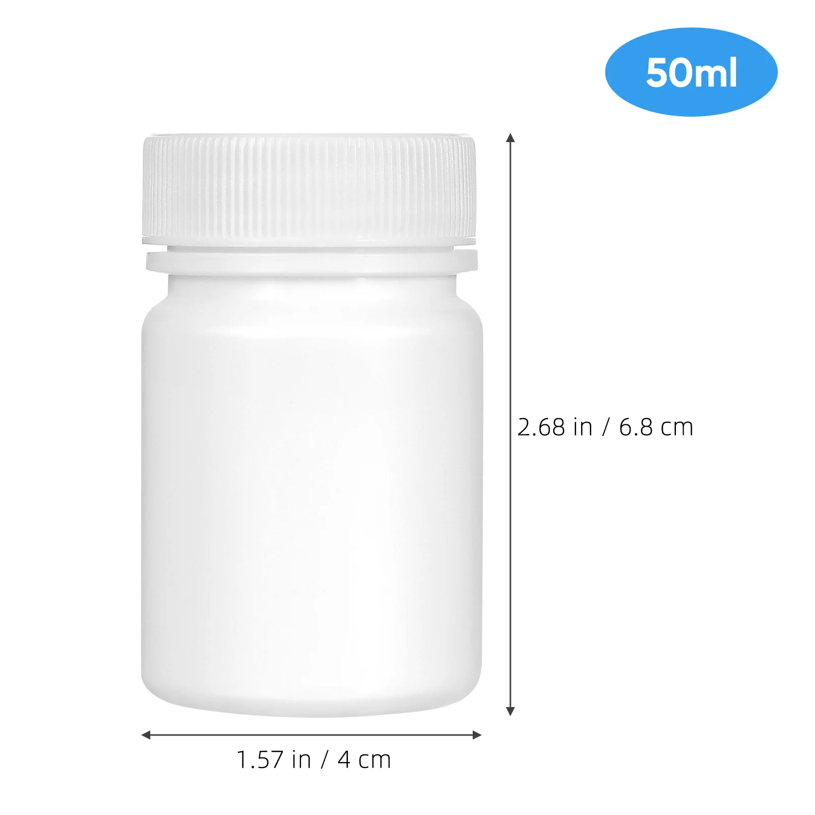 20 piezas contenedor de pastillas de 50Ml, botella pequeña portátil para pastillas, soporte para tableta de viaje, botellas de almacenamiento de cápsulas blancas, medicamentos