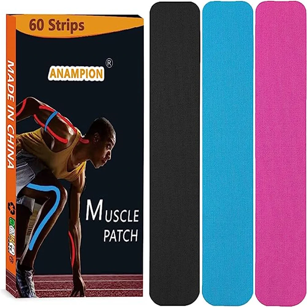 Kinesiology Tape Pro Athletic Sports (60 Precut Strips) Breathable Elastic Athletic Tape Muscle Pain Relief Joint Support