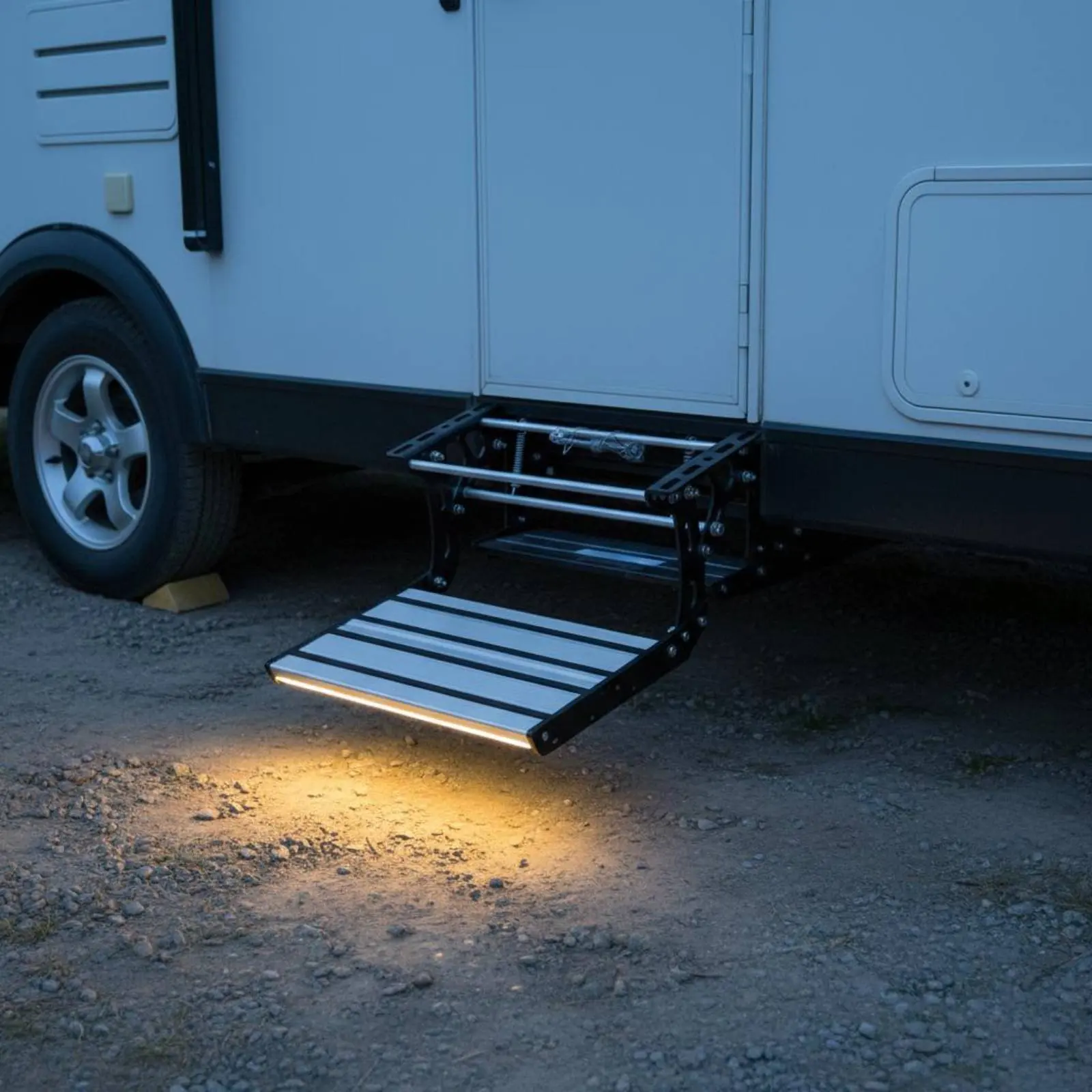 LED RV Entry Step Heavy Duty Folding RV Step for Caravan