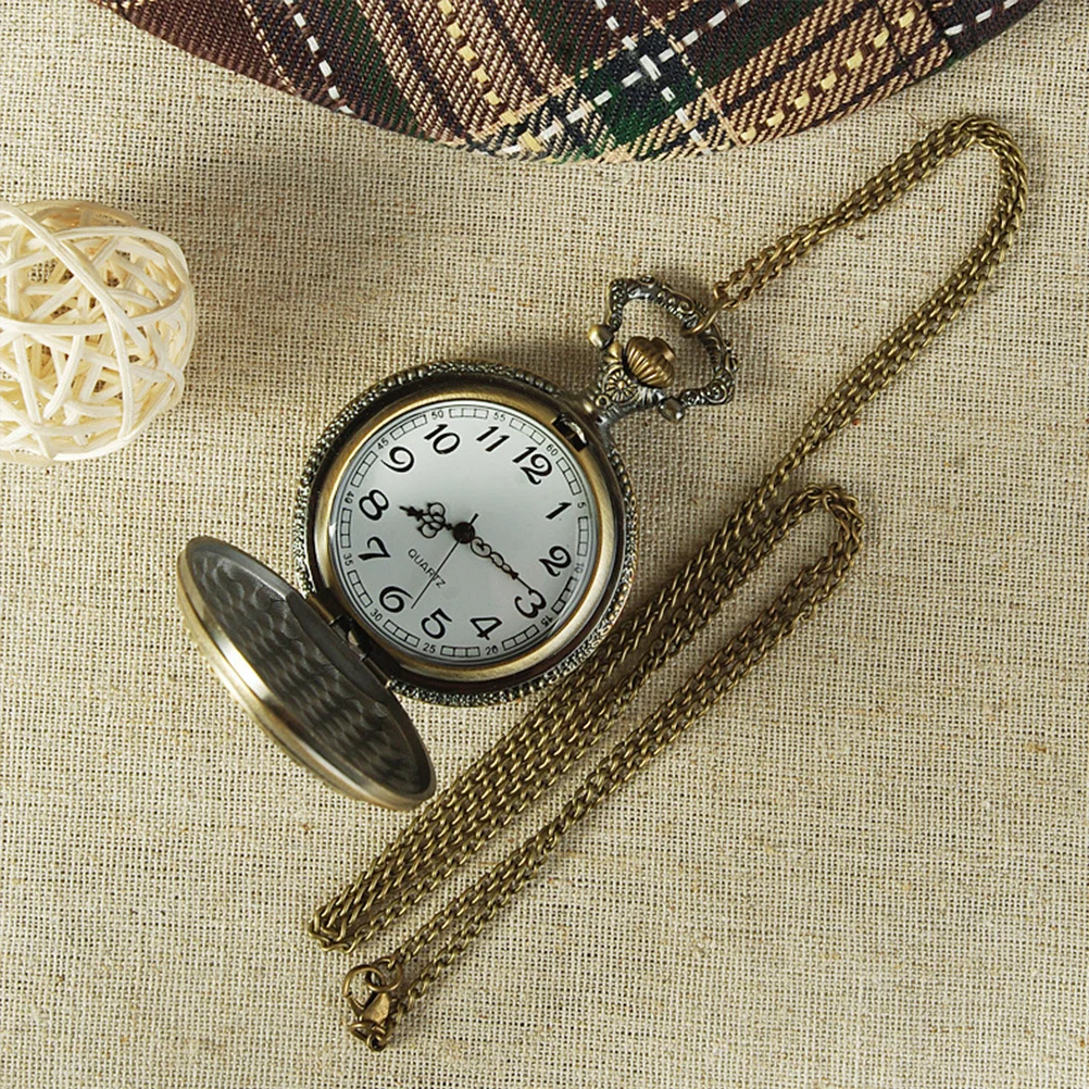 ساعة جيب سانتا كلوز 40 × 4.6 ملم ساعة كلاسيكية برونزية مع سلسلة خطافية للمشي لمسافات طويلة والتخييم والصيد #1