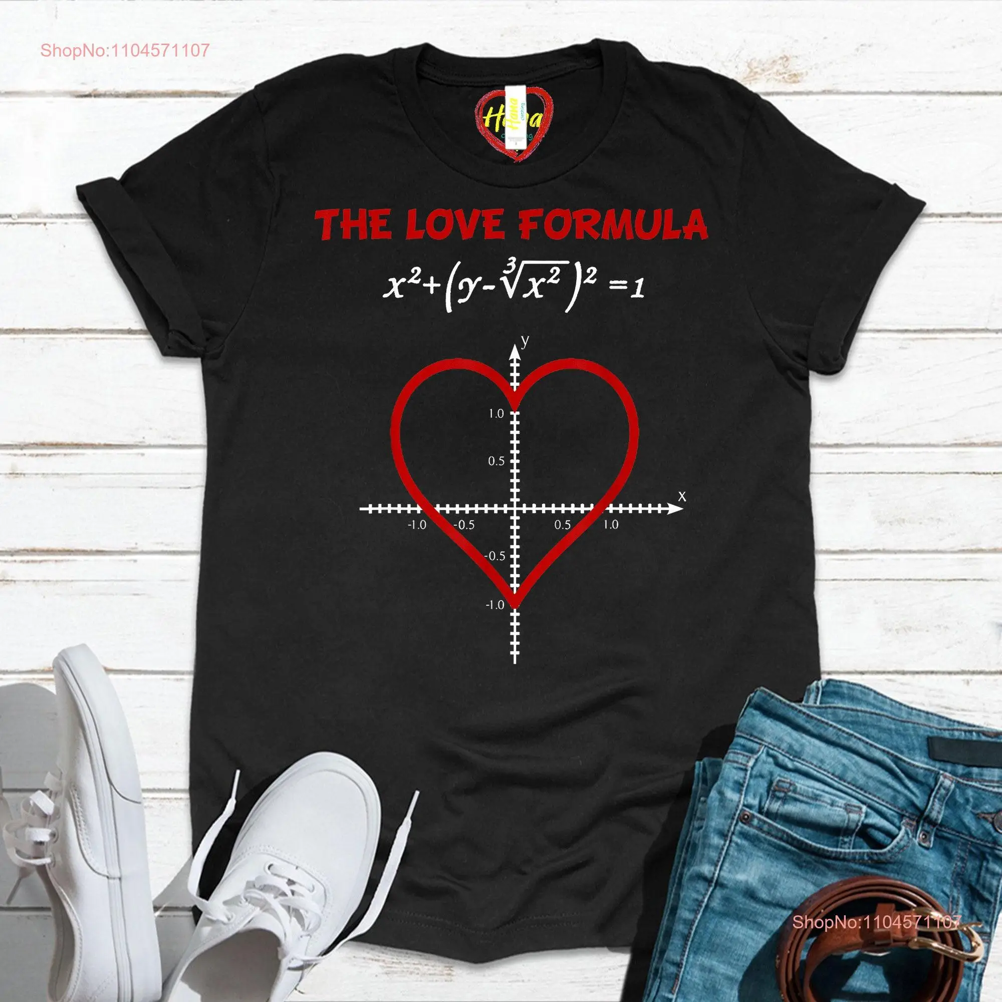 Funny The Love Formula Math T Shirt for Valentine Day long or short sleeves