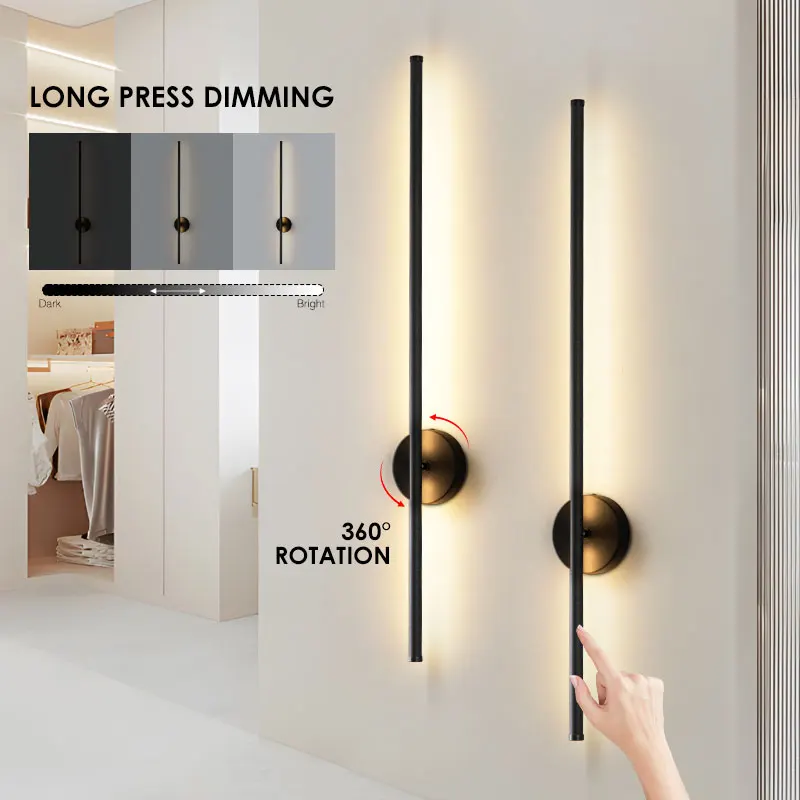 360° Rotatable Touch Switch Dimmable LED Wall Lamps for Bedroom Living Room Black Dimming LED Wall Lights Wall Sconce AC85-265V