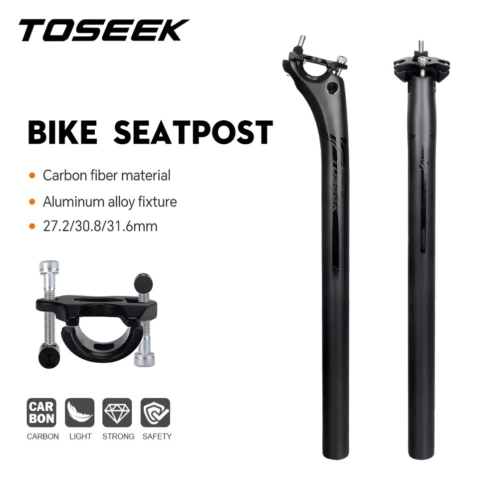

TOSEEK Черный матовый карбоновый подседельный штырь для MTB/шоссейных велосипедов, смещение 20 мм, 27.2/30.8/31.6*350/400 мм